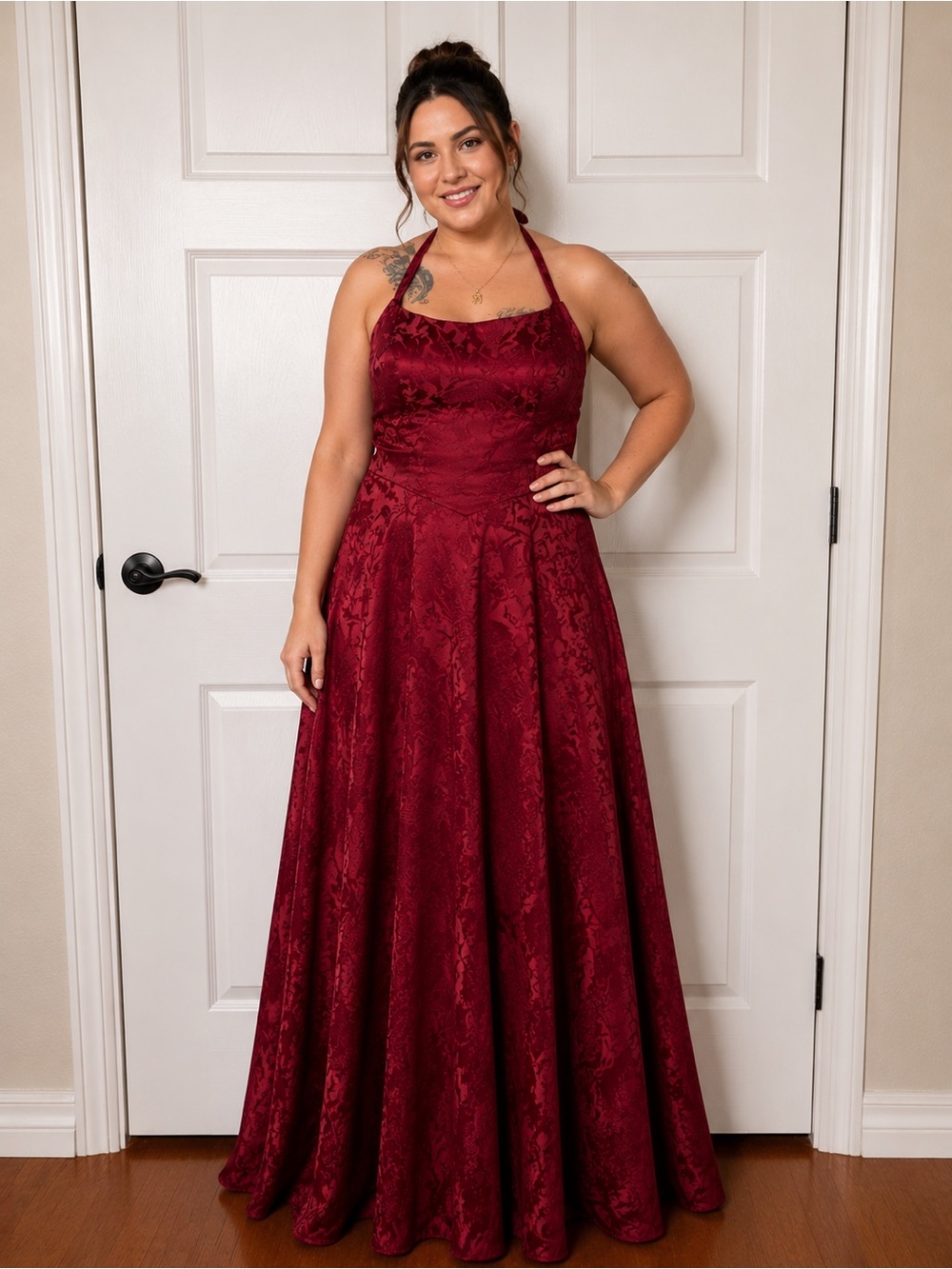 Timeless Elegance Halter Maxi Dress in Burgundy